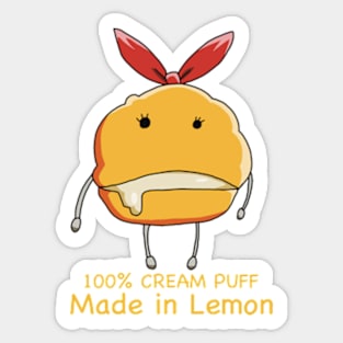 Mashle Anime 100% Made in Lemon Irvine Cream Puff Plush Lucky Charm given to Mash Burnedead in episode 8 Yellow Text Sticker